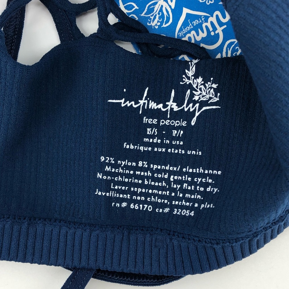 Free People Ribbed Bralette XS S Navy New - Picture 3 of 3